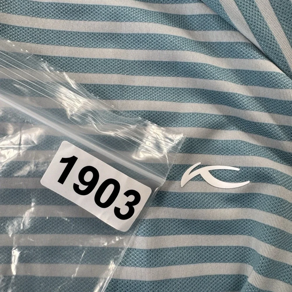 KJUS Blue White Striped Luis Men's Performance Polo Shirt Size S NWT - Picture 6 of 6